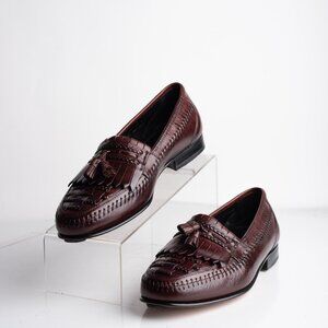 Florsheim Mens Torino Woven Brogue Loafers Tassel Wine Brown US 8 3E New Vintage